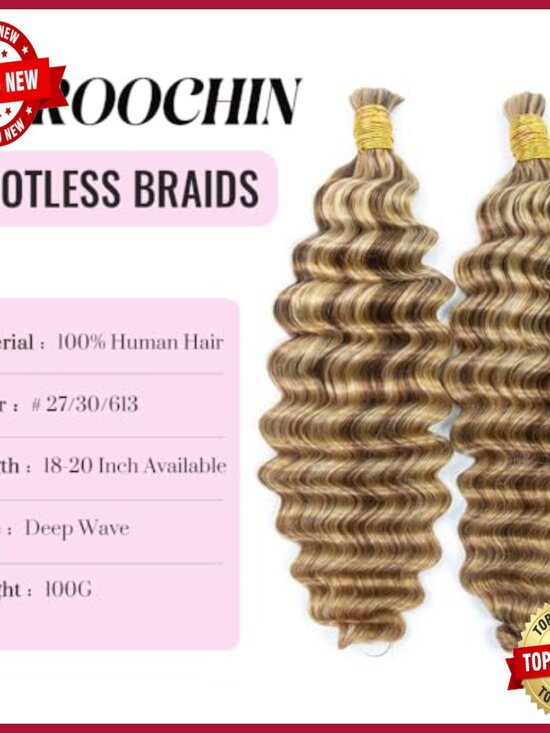 20 Inch Deep Wave Human Hair Extensions for Boho Braids 100G main image 7